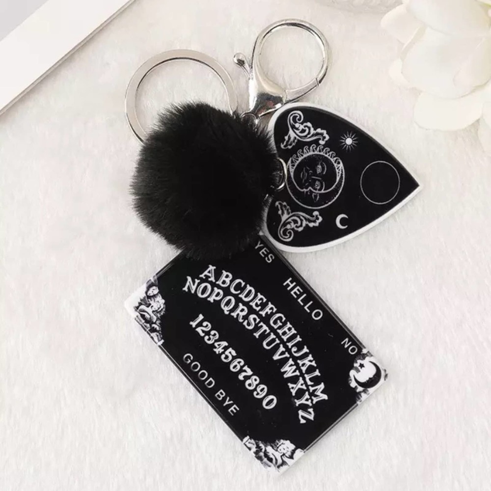 Ouija Planchette Keychain Pompom